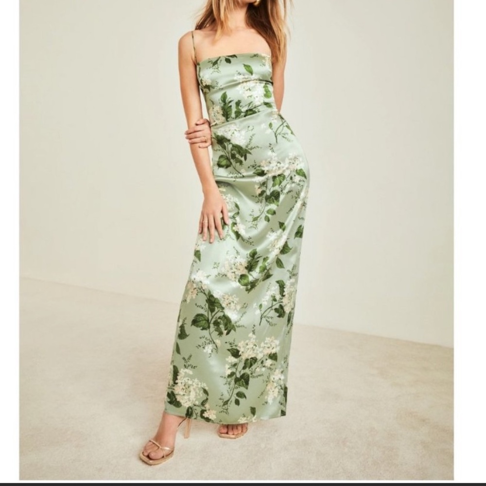 “💖Sale” Reformation Frankie Silk Dress - Tea Garden